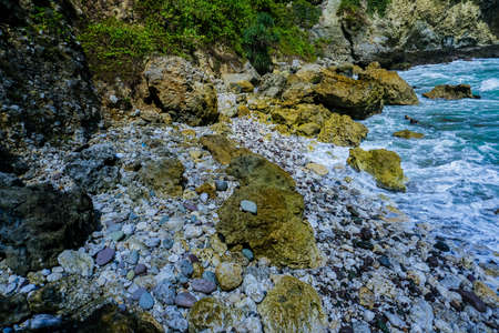 Resting place on the Bukit Sawangan to see the view of the Indian Ocean from above in Kebumen,...