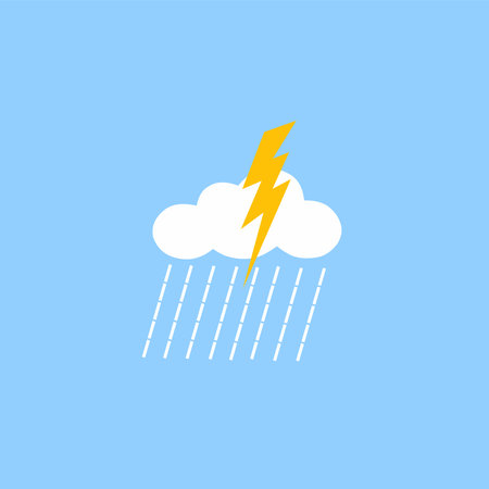 Weather forecast  icon illustration vector design with rain and lightning