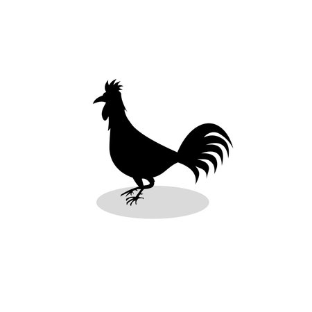 Vector illustration of black silhouette of a rooster. Ideal for design projects, farm themes or nature illustrations.のイラスト素材