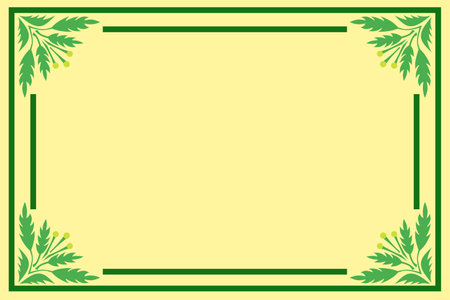 Botanical frame graphic vector illustration featuring green leaves arranged on a light background as decoration.のイラスト素材