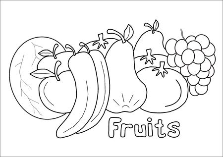 Fruits  coloring book for childrenのイラスト素材