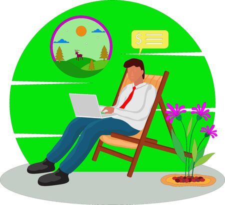 Illustration stay and work at homeのイラスト素材
