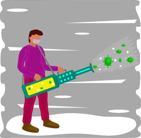 Disinfectant fogging free vector to kill covid-19 corona virusのイラスト素材
