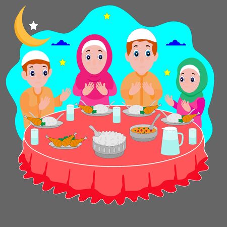 Vector illustration of ramadan kareem for moslem familyのイラスト素材