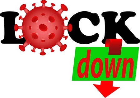 Vector illustration of lockdown with corona virus 3D imageのイラスト素材