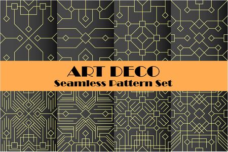 Art deco seamless pattern set, luxury geometric background and wallpaper, elegant classic retro ornament, abstract golden free vectorのイラスト素材