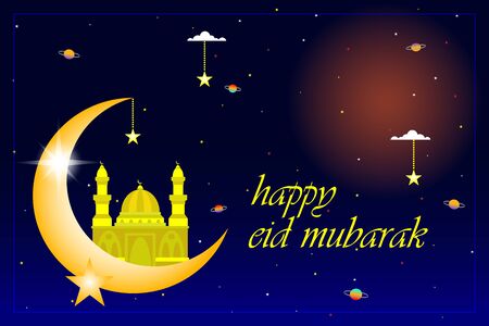 Happy eid mubarak greeting card free vector for moslem familyのイラスト素材