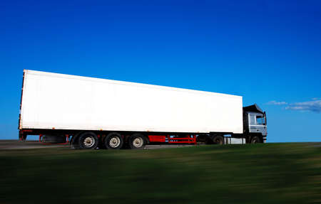 blank truck in motionの写真素材