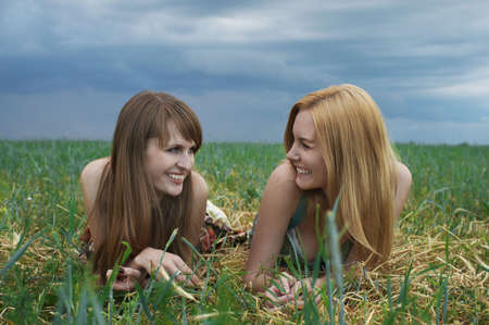 happy girl friendsの写真素材