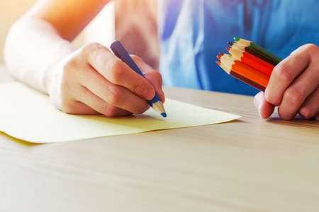 hand drawing with colorful pencilの写真素材