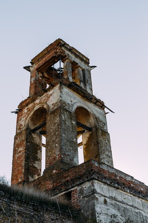 Ruined tower of the old abandoned manorの写真素材