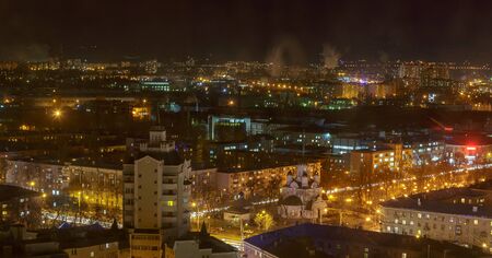 dramatic view of night city. free copyspace. panoramic viewの写真素材