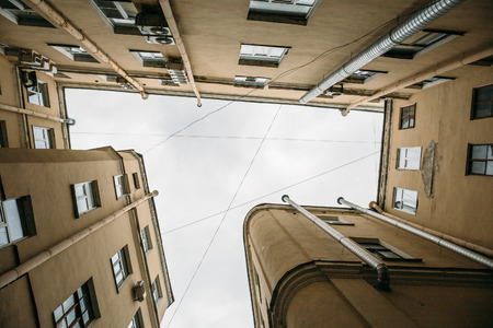 Typical yard-well in St. Petersburg, Russiaの写真素材