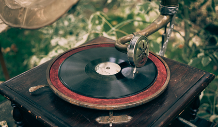 Beautiful vintage phonograph to listen vinyl, tonedの写真素材