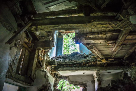 Ruined house building after disaster, war, earthquake, Hurricane or other natural cataclysm