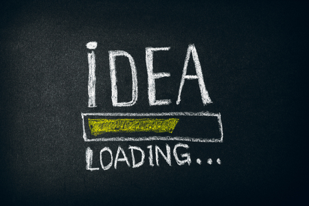 Idea loading - sketch concept on chalkboard or blackboardの写真素材