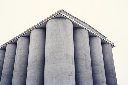 Silos storage tanks containers, silos grain elevators, tonedの写真素材