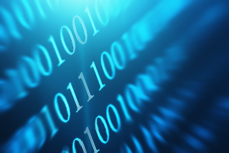 Binary code abstract background. Modern Technology internet communication and network data in...