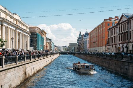 Saint Petersburg, Russia - Circa June 2017: View of Moika river embankment in St.Petersburg, Russiaのeditorial素材