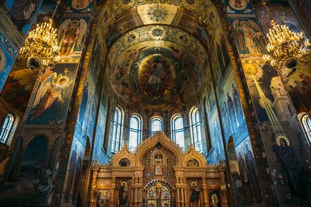 Saint Petersburg, Russia - Circa June 2017: Interior of the Church of the Saviour on Spilled Blood in St. Petersburg, Russia - famous Russian orthodox churchのeditorial素材