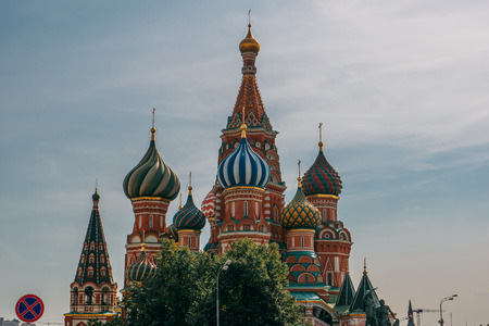 Domes of St. Basil Cathedral on Red Square, Moscow, Russiaの写真素材