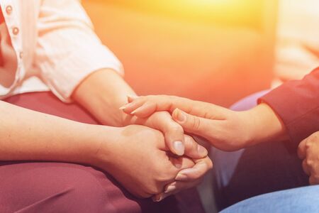 Psychologist consulting concept. Doctor consult in psychotherapy session or counsel diagnosis mental health of female patient, tonedの写真素材