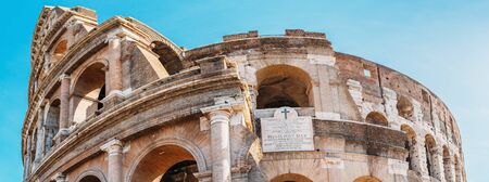 Colosseum in Rome at blue sky background, Italy. Rome architecture and landmark.の写真素材