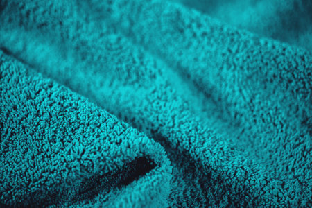Turquoise Blue Cloth Fiber Texture Background, trendy color of 2021 year. Abstract Fabric Surface for background.の写真素材