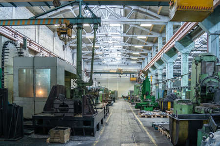 Metalworking factory. Workshop machine tools for metal processing. Heavy industry.の写真素材
