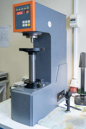 Machine for testing metals for strength and deformation in laboratory at metallurgical plant.の写真素材