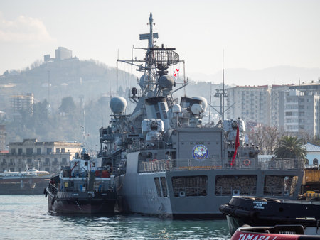 Turkish Military Ship Visits Batumi Port, Batumi, Georgia - 05 March 2024のeditorial素材
