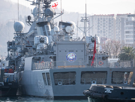Turkish Military Ship Visits Batumi Port, Batumi, Georgia - 05 March 2024のeditorial素材