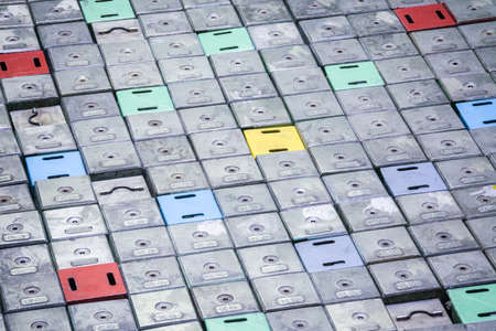 Lids of fuel assemblies of nuclear reactor at the Kursk nuclear power plantの写真素材