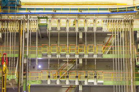 Assembly with nuclear reactor fuel in the reactor hall at the Kursk nuclear power plantの写真素材