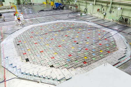 Lids of fuel assemblies of nuclear reactor at the Kursk nuclear power plantの写真素材