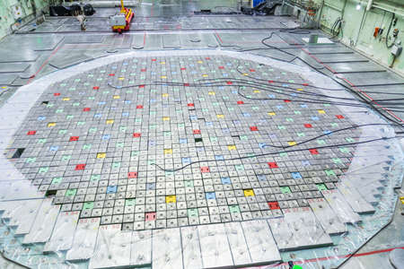 Lids of fuel assemblies of nuclear reactor at the Kursk nuclear power plantの写真素材