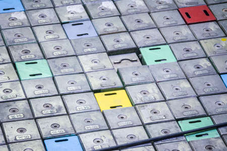 Lids of fuel assemblies of nuclear reactor at the Kursk nuclear power plantの写真素材