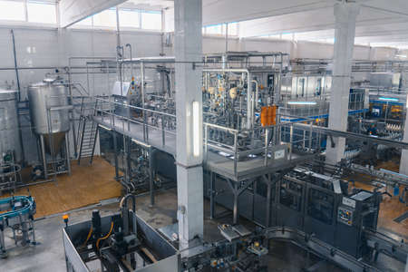 factory for the production of milk and cheese conveyorの写真素材