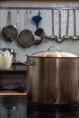 Big saucepan on the plateの写真素材