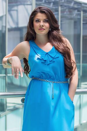 Portrait of a pretty girl in the shopping mallの写真素材