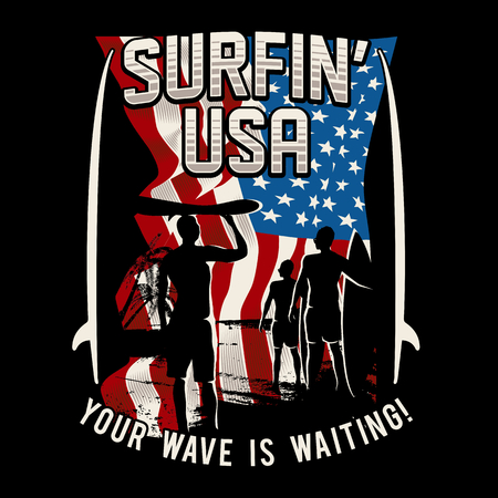 Surfing Theme Design, The Surfing USAのイラスト素材