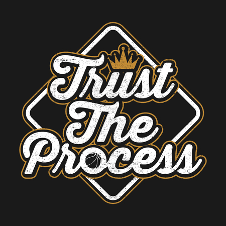 Motivation Typography Design With Quote : Trust The Process, Fit for sport theme illustration, poster, sticker, etcのイラスト素材