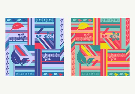 Vector Art Pattern Colorful Leaf And Flowerのイラスト素材