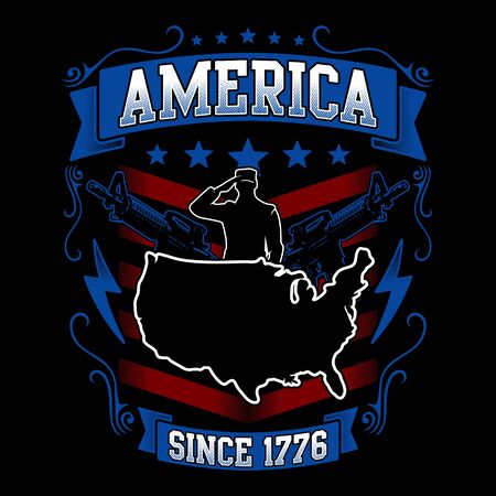 Illustration Vector Art - Decorative America 1776 With USA Mapのイラスト素材