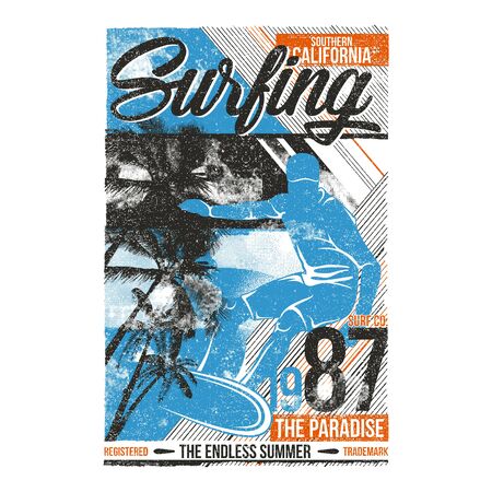 Illustration  Vector Illustration Surfing Southern Californiaのイラスト素材