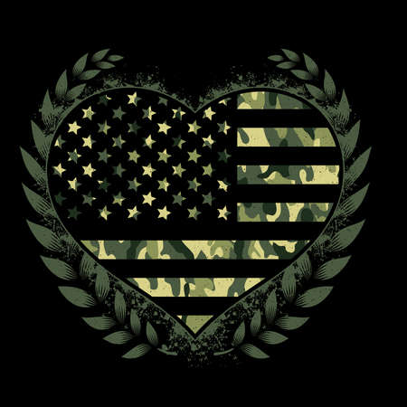 Vector Hearth Flag Green Camouflageのイラスト素材