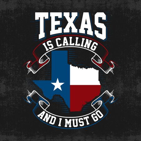 Vector Illustration Texas Calling With Typography And Map Flagのイラスト素材