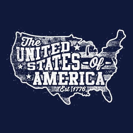 Quality Vector Art US MAP - Vector Vintage Map The United States Of America Est 1776のイラスト素材