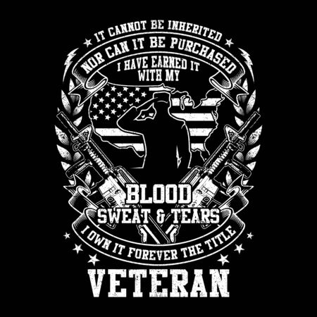 Vector Art Quality of Veteran with Blood Sweat And Tears textのイラスト素材