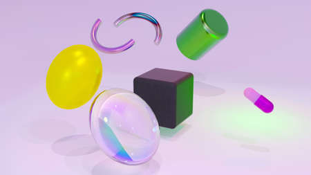 Abstract set of colourful geometric shapes.Backdrop conceptの写真素材